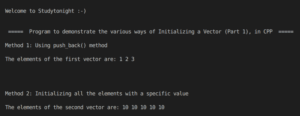 C++ Vector Initialization 