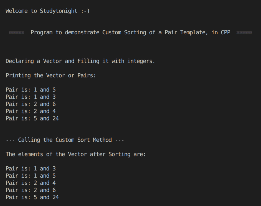 C++ pair template sorting