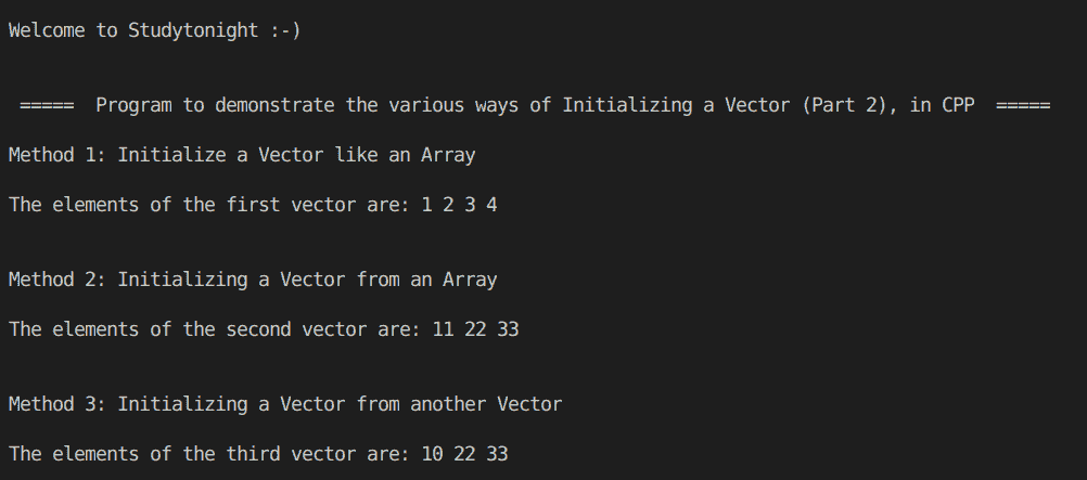 C++ Vector Initialization part 2