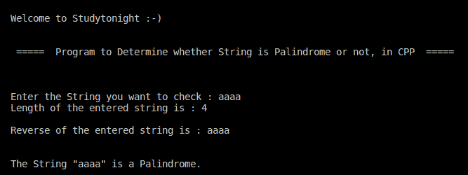 C++ string palindrome
