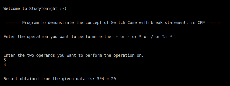 C++ switch case with break