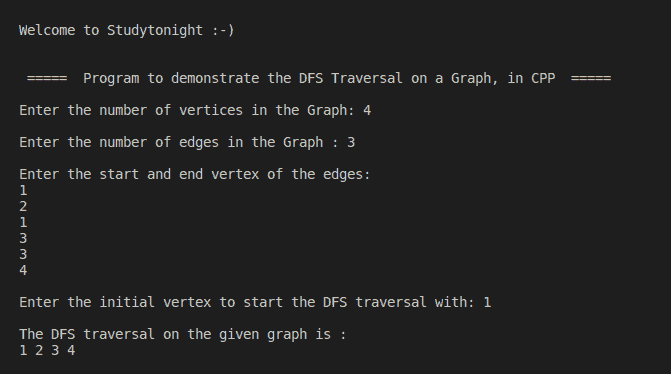 C++ DFS Traversal