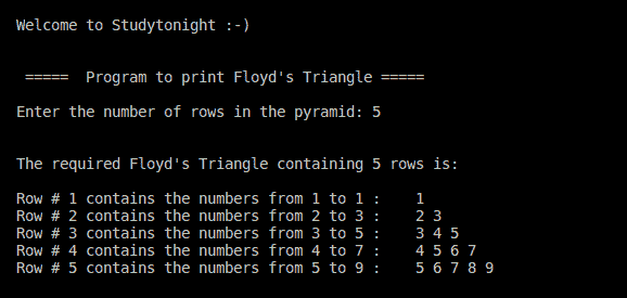 C++ Floyd's Triangle 1