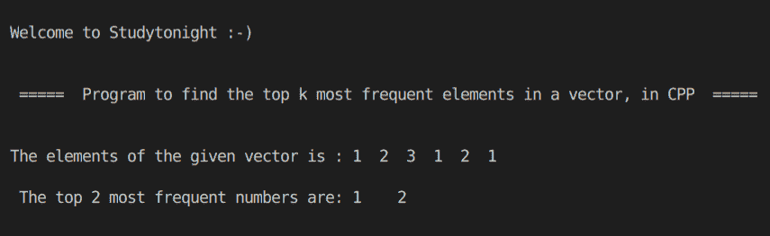 C++ top k most frequent