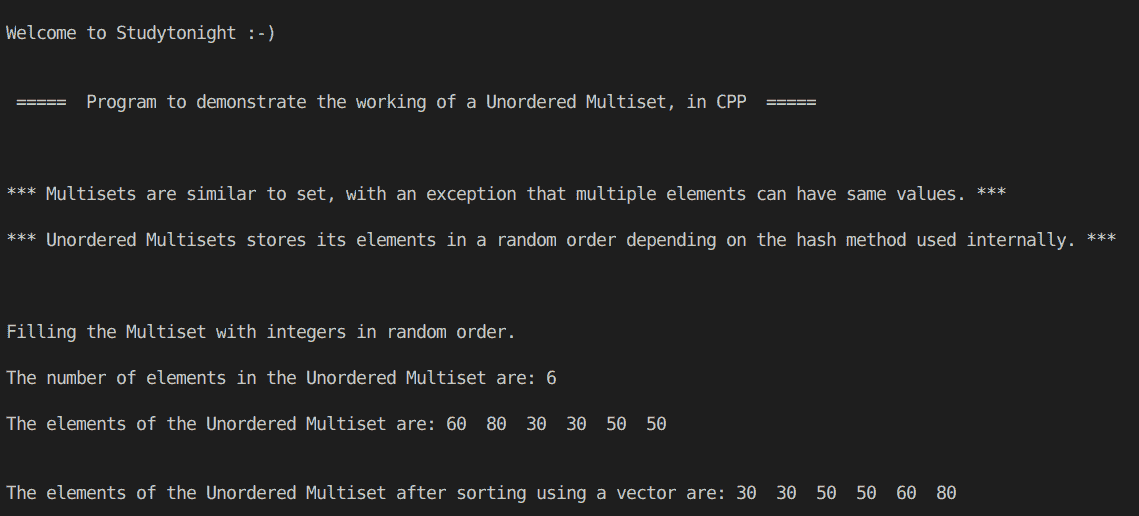 C++ unordered multiset