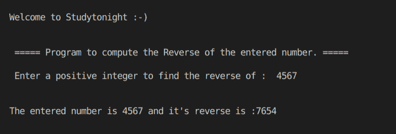 C++ number reverse program output
