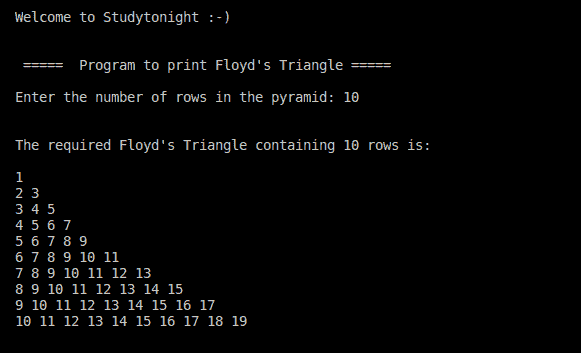 C++ Floyd's Triangle 2