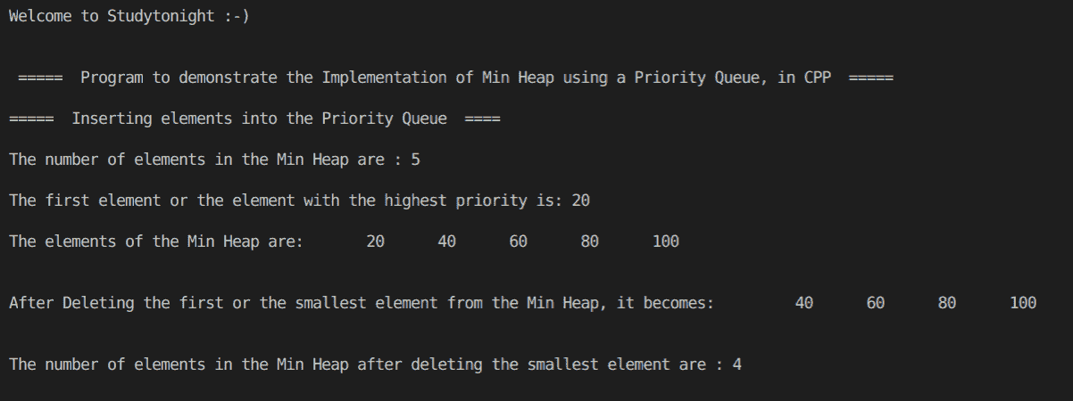 C++ Min Heap