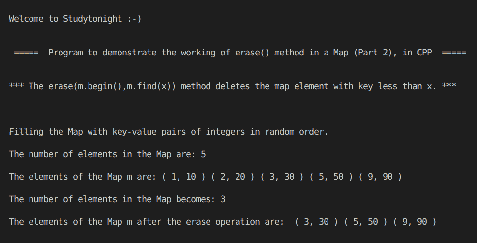 C++ erase() Map part 2