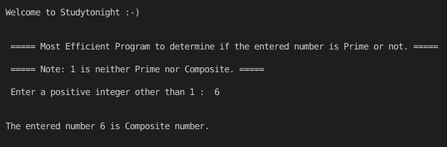 C++ prime or composite number program output