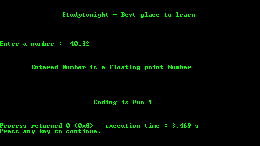 Program to find if Input Number is Int or Float