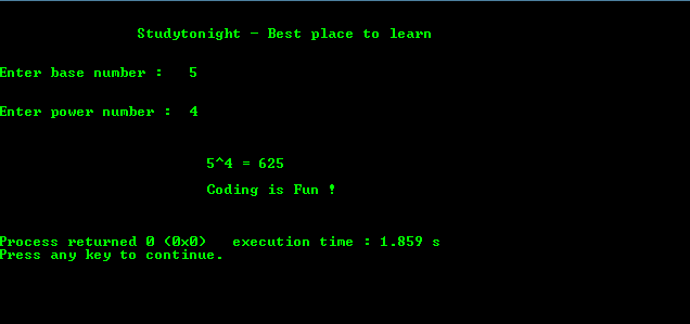 Program to find Power of N using recursion