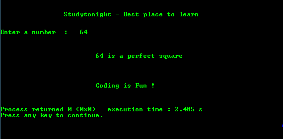 Simple C program to Check a number for Perfect Square