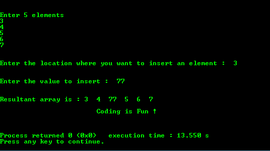 Insert an Element in Array