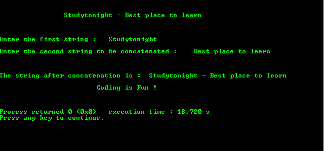 Program to Concatenate Strings using Pointer in C language