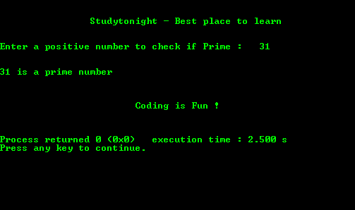 Program to find whether a number is Prime or Composite using recursion