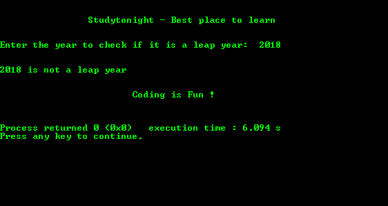 Identify Leap Year Program