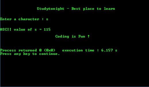 program to find ASCII value of character in C