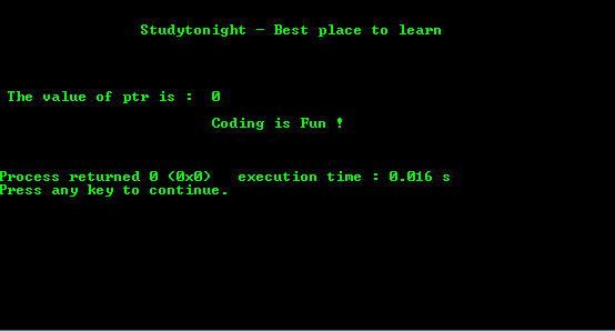 C program example for Null Pointer