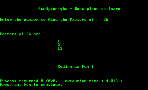 Finding Factors of Number
