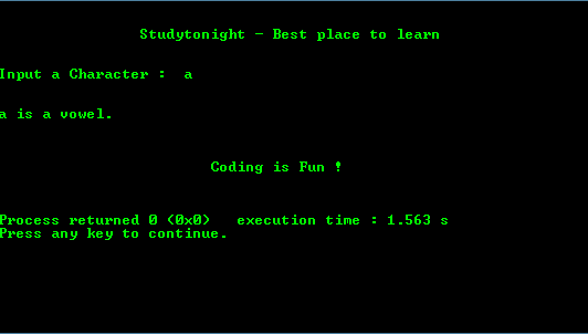 Check Vowel using Switch Case