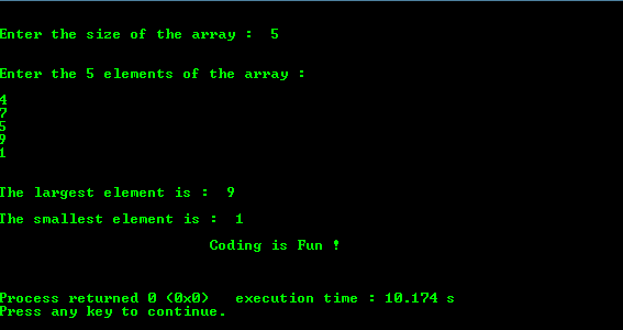 Program to find the Largest and Smallest Element in an Array