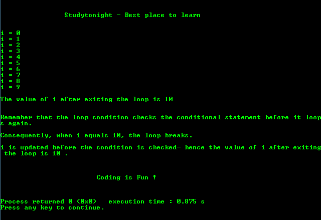 Basic for Loop Program