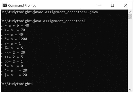 assignment operator example