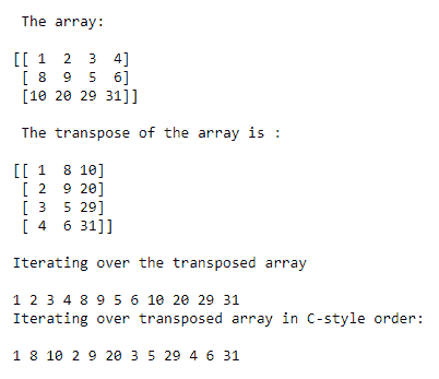 numpy array iteration example