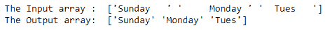 Numpy strip() function example