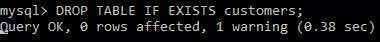 python mysql drop table output