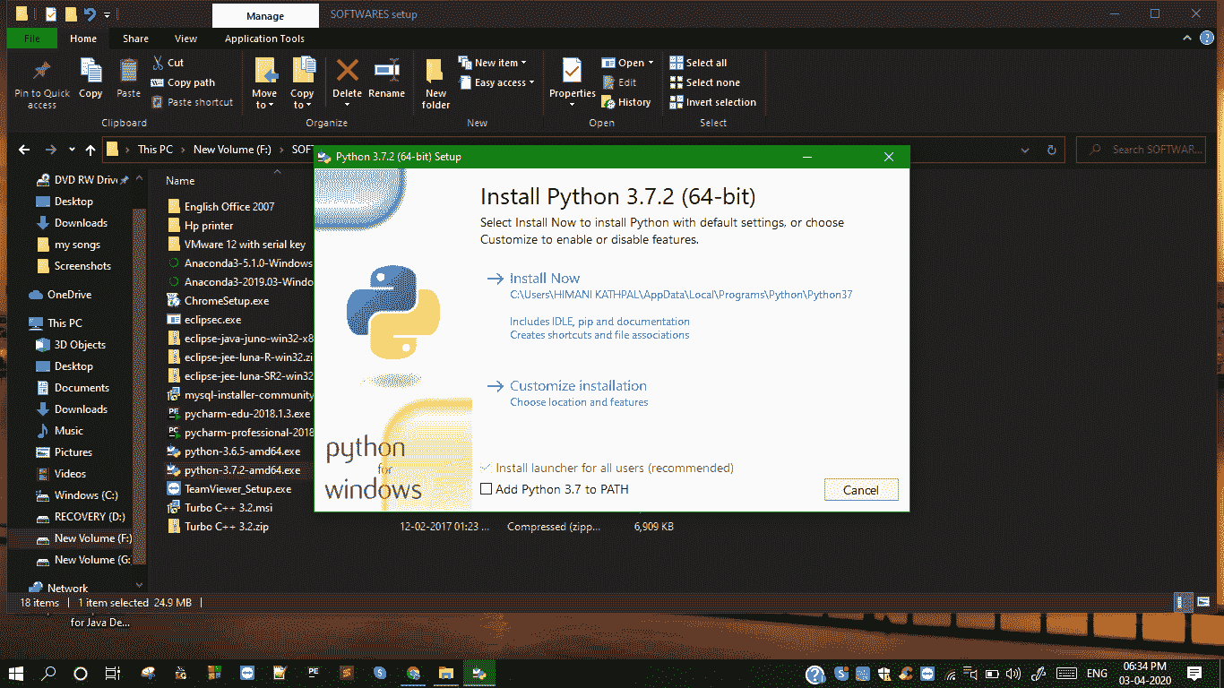 Installing Python steps in windows